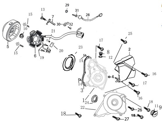 Tapa Interna de Bolante para Kayo TS TSD TT 125 / Pitsterpro XjR MX