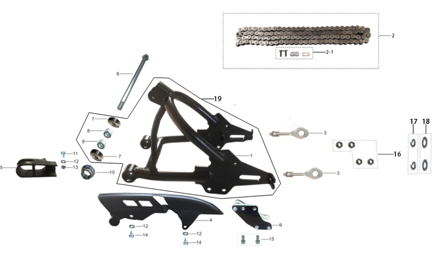 Deslizador de Cadena de Horquilla para Kayo TS 70 / Pitsterpro XJR
