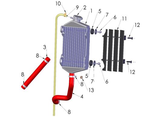 Manguera de Radiador Izquierda Superior para Cobra CX 50 SR / FWE (Venon) 2013-20