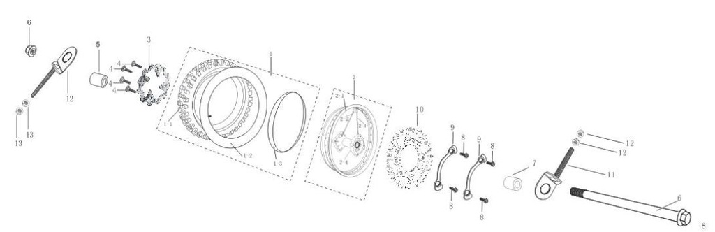 Aro 12 Trasero Completo para Pitsterpro MX – X5 / Kayo TTR TD TSD