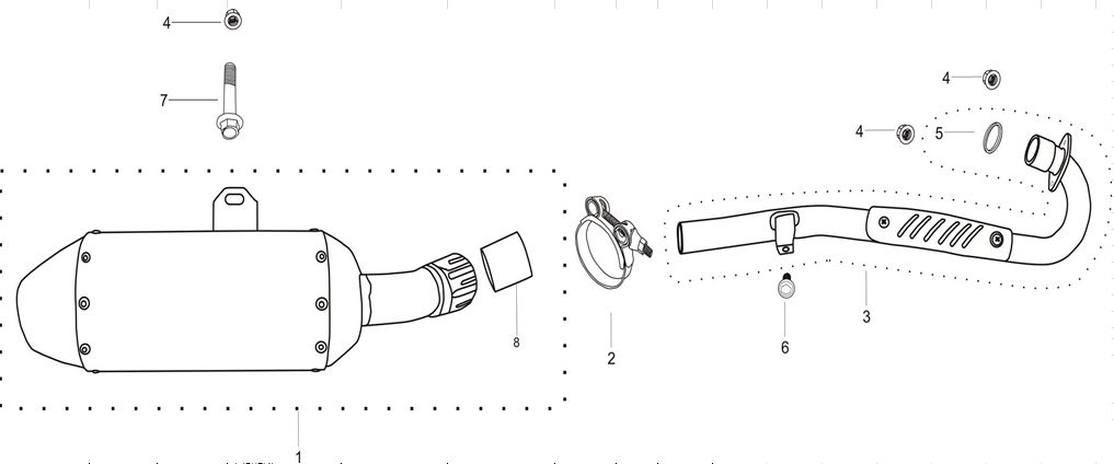 Header / Codo de Mufla para Kayo TT 125 / 140