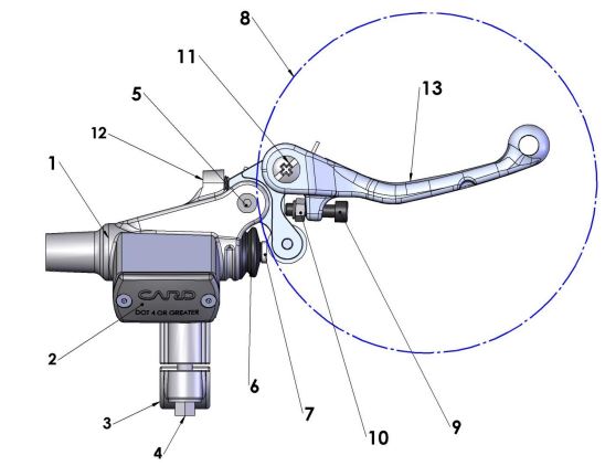 Kit de Reparacion de Bomba de Freno Delantero para Cobra Cx 65 2024 (Pivote de Manilla)