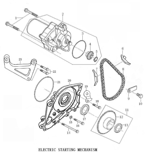 [PB00202-B1/B11] Cadena de Motor de Arranque para Pitsterpro XJR, MX, FXR / Kayo TS TSD TT AY AT