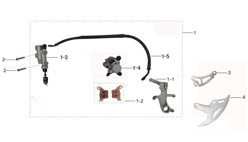 [4050000049-B1/M] Freno Trasero Pitsterpro XTR 250 AC LXR 250 / Kayo T2 T4 K6 * 1. FRENO COMPLETO