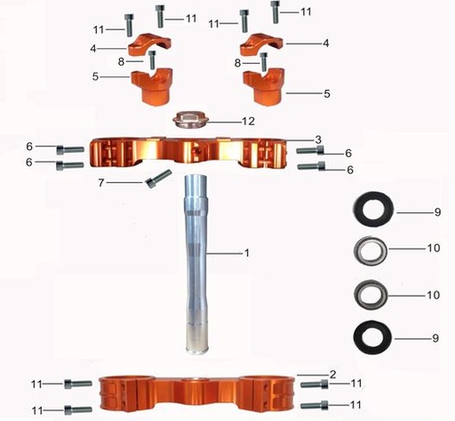 [9070020008-B1/B2] Rol de Dirección para Pitsterpro XTR LXR 250 / Kayo K2 k6R T2 T4 (Venta por Kit)
