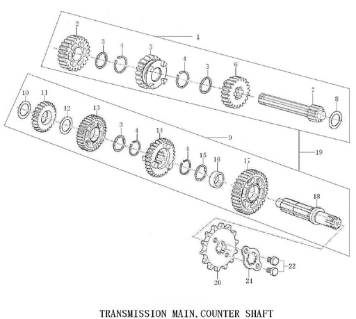 [1010180605y07-B1/Q4] Seguro de Piñon Delantero para Kayo TS TSD TT / Pitsterpro XjR MX LXR (kit seguro y tornillos)