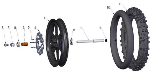 [HCSP1016BLK-BC/B3] Tornillo de Eje Delantero para Cobra CX 65 2018 - Actual