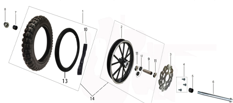 Espaciador de Eje de Aro Delantero para Kayo SX 50 (kit con Tuerca)
