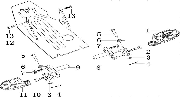 Descansapie Izquierdo para Pitsterpro LXR 155 / XTR LC