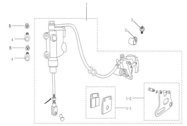 Freno Trasero Completo para Pitsterpro MX X5 / Kayo TT Motard