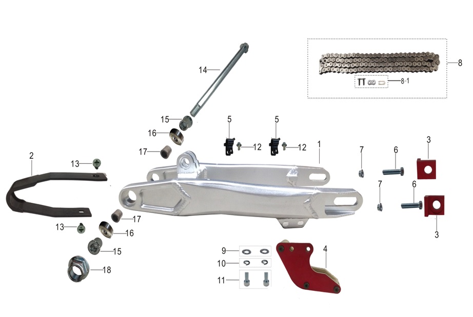 Guia de Cadena para Pitsterpro XJR MX LXR / Kayo TS TSD TD TT