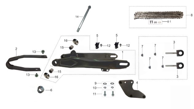 Deslizador de Cadena de Horquilla para Motard Kayo TS 90 / TSD 110