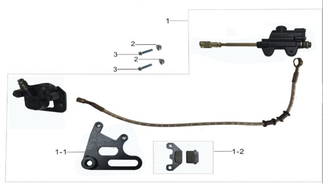 Freno Trasero Completo Pitsterpro XjR 2019 / Kayo TS TSD