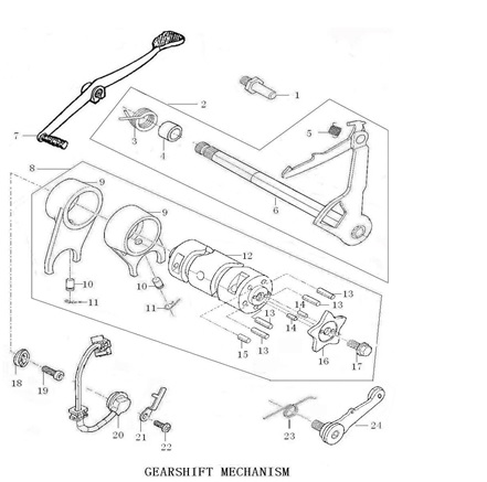 Eje de Cambios Completo para Pitsterpro XJR MX / Kayo TS TSD o Similar