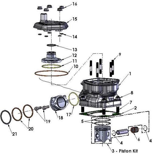 Piston Kit Cobra CX 65cc