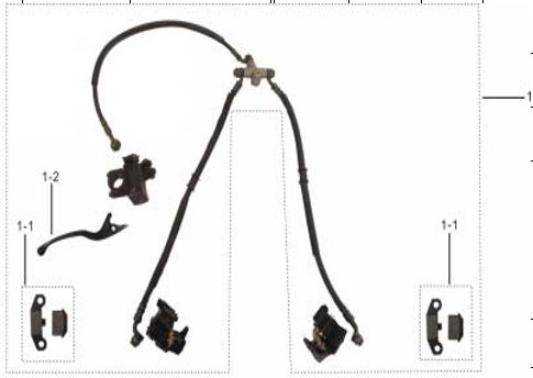 Freno Delantero Completo para Kayo AT 110 (Bomba, Mangueras y Calipers)