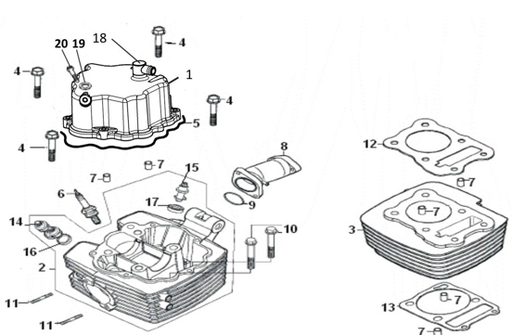 [101031-0012y0167-B2/D5] Empaque de Cilindtro y Cabezote para Kayo AU 200