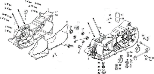 [101031-0161-B2/B1] Empaque de Centro de Motor para Kayo AU 200