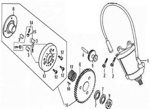 [101031-0226-B1/F1] Motor de Arranque para Kayo AU 200