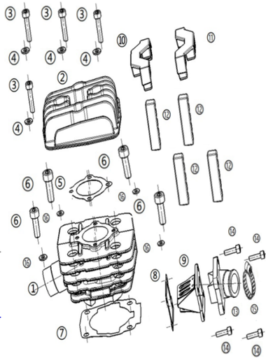 [A010200040-B2/D15] Empaque de Cilindro y Cabezote para Kayo KT50