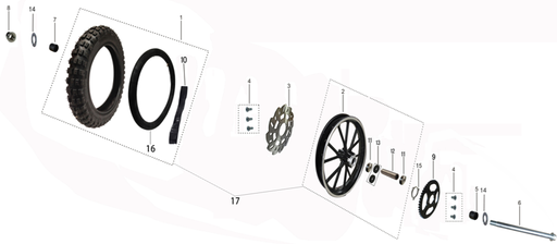 [902001005503-B2/C28] Espaciador de Eje de Aro Trasero para Kayo SX 50 (kit con Tuerca)