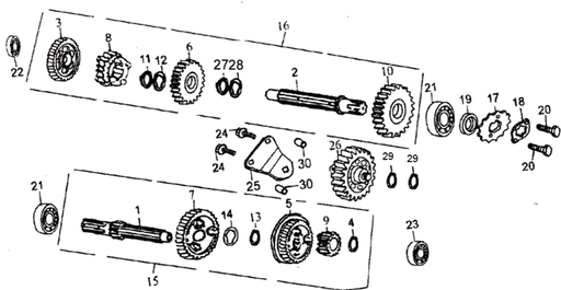 [1010190493y4-B2/C28] Eje Principal y de Salida para Kayo A125