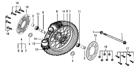 [DC00256-B1/M-] Aro 18 Trasero para Pitsterpro XTR 250 LC