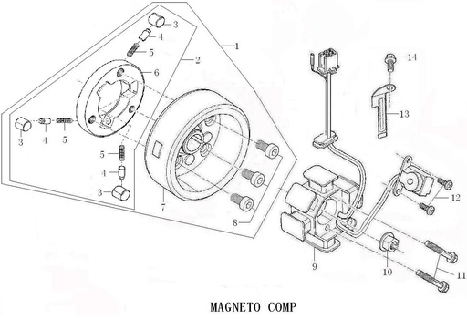 [02810-B1/D2-TD] Bobinas Kayo TSD TD (Motor Lineal Cilindrada 50 – 125cc con Arranque solo mecánico)