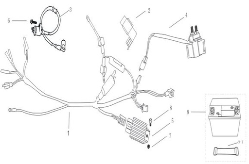 [PB00459-B1/23] Cableado de Instalación para Pitsterpro XJR – MX / Kayo TS (Arranque Electrico y Pie)
