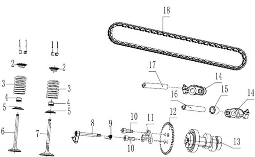 [TK21678B275-B1/Q5] Cadena de Distribución para Kayo TT190R