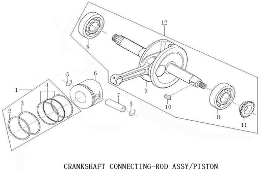 [PB02011-B1/F1] Cigueñal Completo para Pitsterpro X5 125 / Kayo TD TT 125 (Arranque de pie)