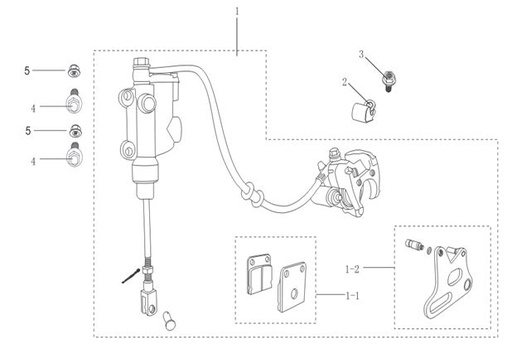 [405000-0032-B2/LL3] Freno Trasero Completo para Pitsterpro MX X5 / Kayo TT Motard
