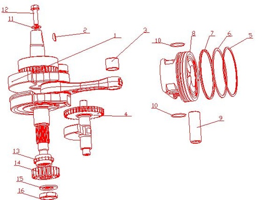 [XY00134-B2/D11] Piñón Cigüeñal Distribución Pitsterpro LXT 400 / Formula XY 400