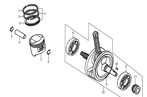 [BB01191-B1/K1-XTRAC] Piston Kit Pitsterpro XTR 250 AC / Kayo T4 2013 – 20