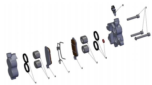 [CXM00173-B1/K8-CX65] Retenedor Kit, Caliper Delantero Cobra CX 65