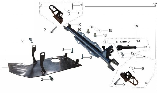 [PB00565-B1/A9] Tornillo de Base de Descansapie y Gasa de Mufla para Kayo TSD