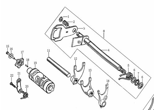[BB10068-B1/K3-XTRAC] Uña Central Sincronizador Cambios Pitsterpro LXR 250 / Kayo K6
