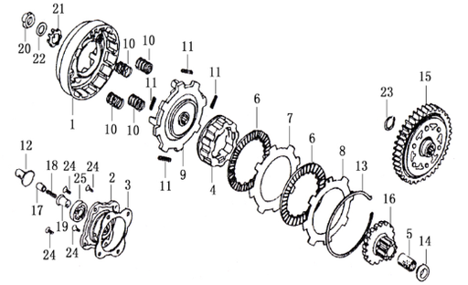 [PB01407-1.2/1.5-XjR 12. LEVA CLUTCH] Clutch Componentes Motor Pitsterpro XjR / Kayo TS