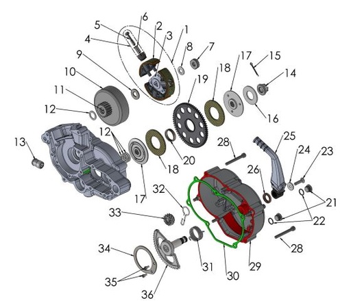 [ECMU0040-B1/L7] Arandela Espaciadora Trasera de CFD Y Clutch para Cobra 50cc