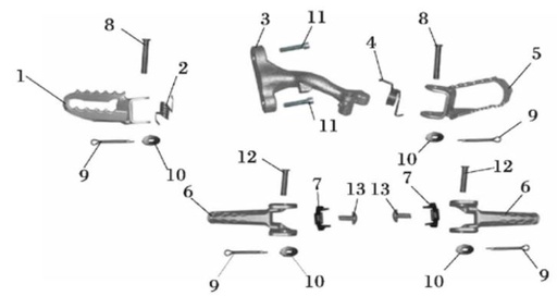 [DC00798-B2/B7-400] Descansapie Trasero para  Pitsterpro LXT400 / Formula XY 400