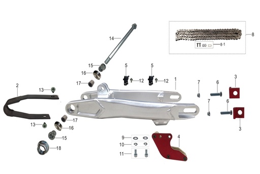 [203004003601-B1/35] Guia de Cadena para Pitsterpro XJR MX LXR / Kayo TS TSD TD TT