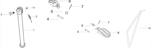 [BB01596-B2/F1-XTRAC] Patilla de Estacionar para Pitsterpro XTR 250 AC / Kayo T4