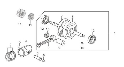 [101020-0086a89-B1/13] Piston Kit Kayo TT 140cc