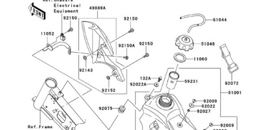 [DC00412-B1/B7-KLX] Soporte de Cobertor de Tanque para Kawasaki KLX 110 (usado)