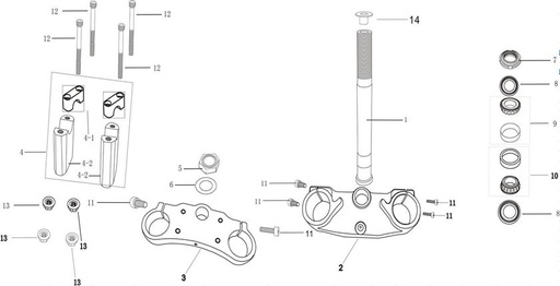 [BB00018-B1/-XTRAC] Tornillo Tuerca Bases Manivela Pitsterpro XTR 250 AC / Kayo T4 2013-20