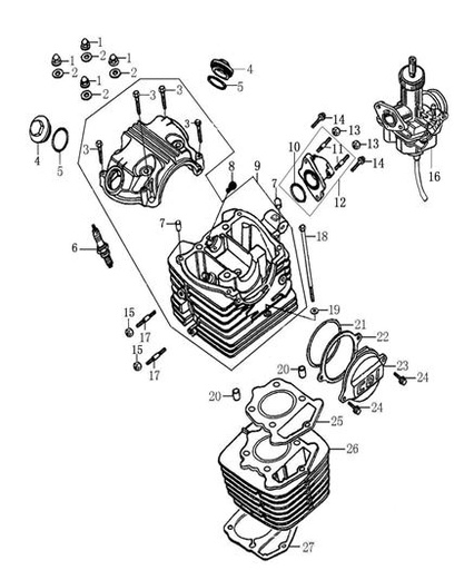 [BB01351-B1/A3-XTRAC] Cabezote Pitsterpro XTR 250 AC / Kayo T4 2013-20