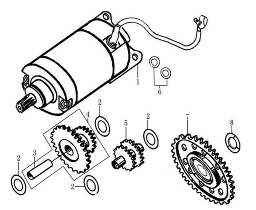 [BB01378-B1/L2-XTR] Piñon Motor Arranque Pitsterpro XTR 230 - 250 AC / Kayo T4 2011-20