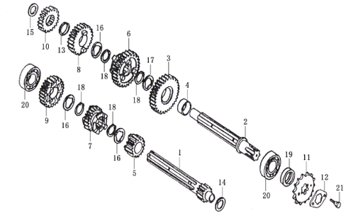 [PB01381-B1/60-XJR] Eje Principal y de Salida Completos para Pitsterpro XJR / Kayo TS