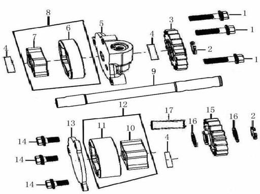 [CM02085-B1/38-LXR250] Piñon 1 Bomba aceite Pitsterpro LXR 250 / Kayo K6