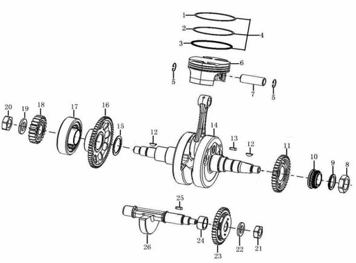 [CM02098-B1/38-LXR250] Piston kit Pitsterpro LXR 250 / Kayo K6